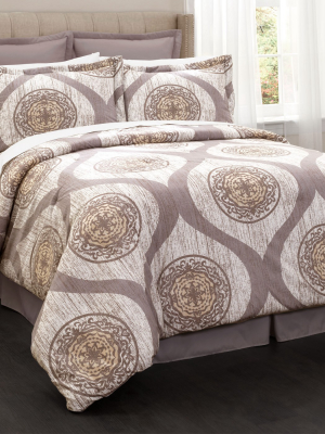 Queen 6pc Mari Comforter Set Taupe - Lush Décor