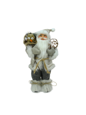 Northlight 12.5" White And Gray Standing Santa With Snowshoes Christmas Tabletop Figurine