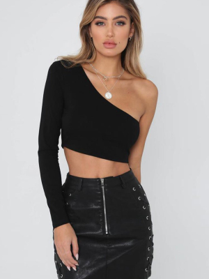 Chic Long Sleeve One Shoulder Cropped Beach Top