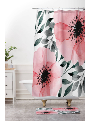 Marta Barragan Camarasa Big Watercolor Flowers Bath Mat Pink - Deny Designs