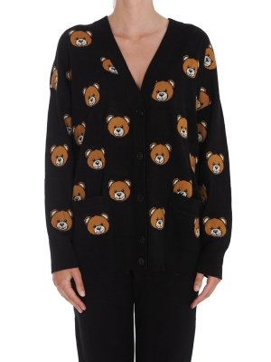 Moschino Teddy Intarsia Knit Cardigan