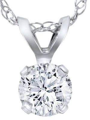 Pompeii3 14k White Gold 3/8ct Round Diamond Solitaire Pendant