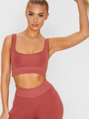 Dark Rose Rib Hem Sports Bra