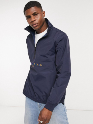 Parlez Nelson Half-zip Embroidered Jacket In Navy