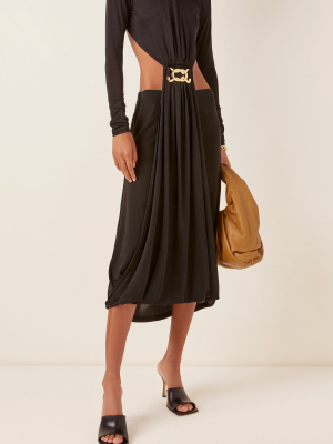 Tina Buckle-detailed Cutout Crepe Dress