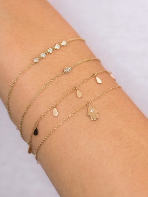 14k Midi Bitty Diamond Hamsa Charm Bracelet