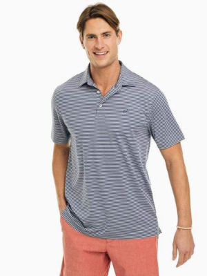 Driver Striped Brrrr Performance Polo- Seagull Grey