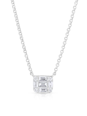 14kt White Gold Baguette Diamond Haiden Necklace