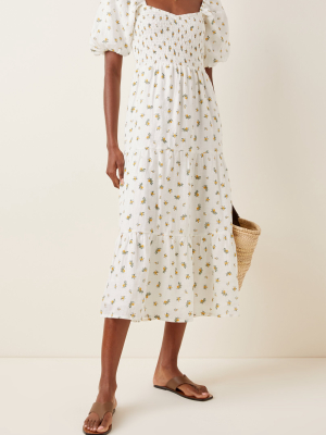 Gianna Floral Print Linen Midi Dress