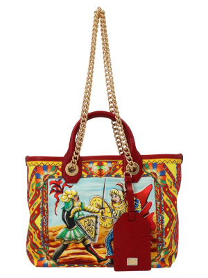 Dolce & Gabbana Capri Carretto Print Small Tote Bag