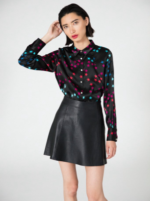 Circle Leather Mini Skirt Black