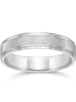 Pompeii3 Brushed Wedding Band 5mm 10k White Gold