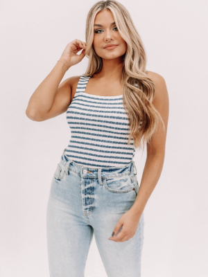 Navy Striped Knit Bodysuit