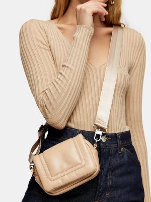 Beige Mini Pu Cross Body Bag