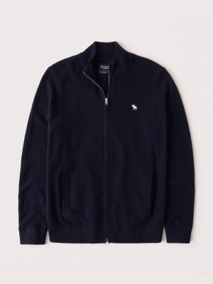 Cashmere Icon Full-zip Mockneck Sweater