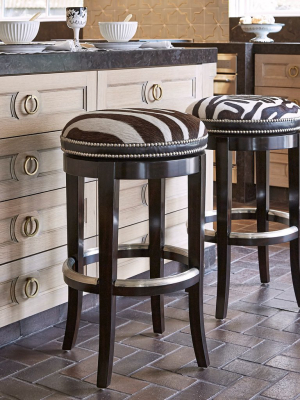 Zebrano Swivel Barstool - Backless