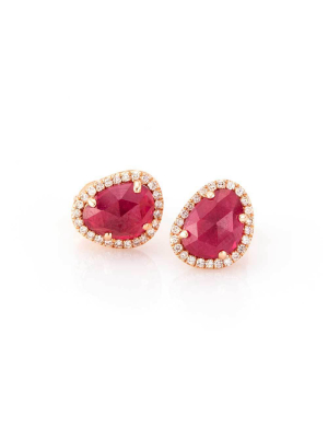 Raw Cut Ruby Studs