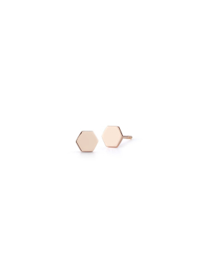 Dora 18k Rose Gold Mini Hexagon Stud Earring