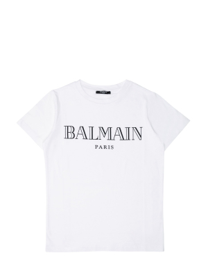 Balmain Kids Logo Print Crewneck T-shirt