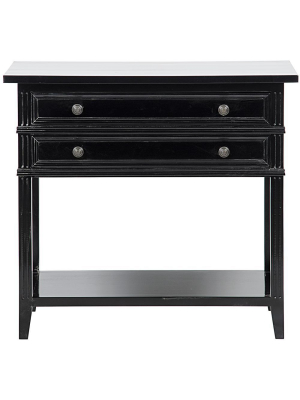 Noir Colonial 2 Drawer Side Table Black