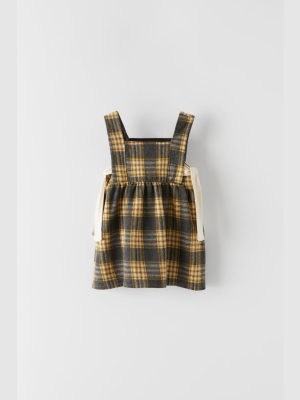 Contrasting Tie Pinafore Dress