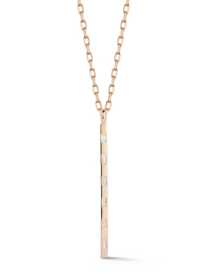 Ottoline 18k Rose Gold And Baguette Diamond Bar Charm