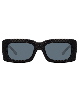 The Attico Stella Rectangular Sunglasses In Black