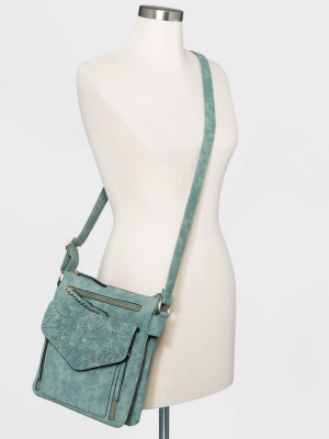 Vr Nyc Zip Closure Woven Flap Crossbody Bag - Blue/green