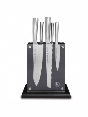 Schmidt Brothers Cutlery 6pc Stainless Steel Knife Block Set