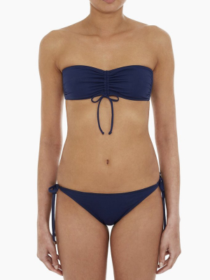 Fortaleza Drawstring Bandeau Bikini Top - Navy Blue