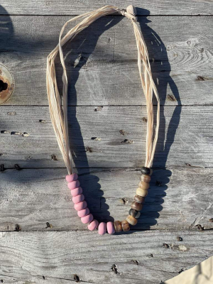 Pink Gumdrop Horn Necklace