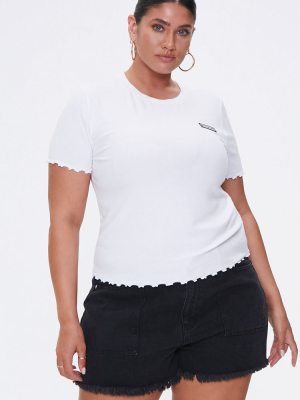 Plus Size Ribbed Loling Inside Tee