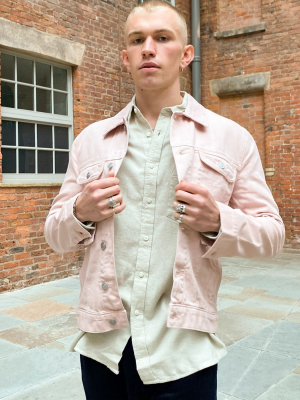 Asos Design Denim Western Jacket In Pink