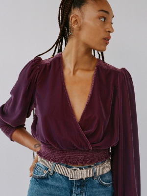 Uo Alice Velvet Surplice Blouse