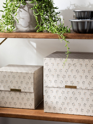 Beige Floral Storage Box