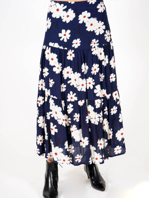 Tiered Skirt - Navy Floral