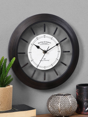 11" Foundry Bronze Wall Clock Dark Brown - Firstime