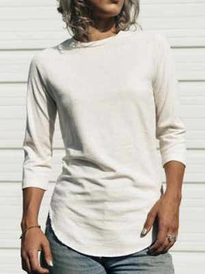 Washed White 3/4 Sleeve Raglan