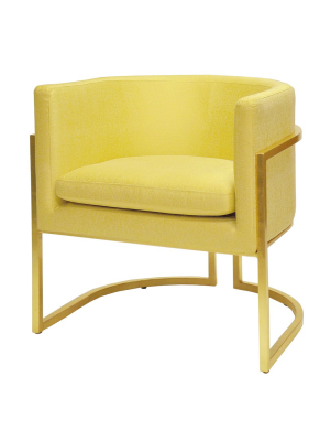 Worlds Away Jenna Barrel Arm Chair - Citron