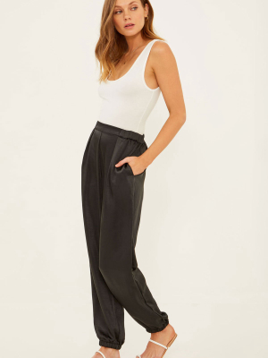 Satin Jogger Pant | Black