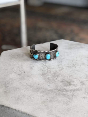 Three-stone Stamped Turquoise Cuff | Vintage