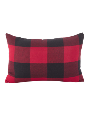 Buffalo Check Plaid Design Cotton Down Filled Throw Pillow - Saro Lifestyle