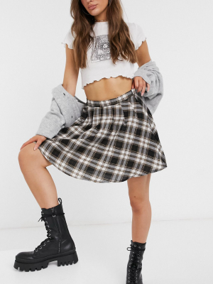 Daisy Street Mini Pleated Skirt In Vintage Check Two-piece