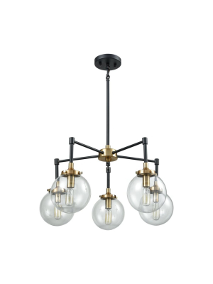 Boudreaux 5 Chandelier In Matte Black & Antique Gold Design By Bd Fine Lighting