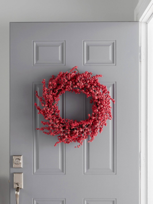 22" Christmas Frosted Berry Wreath Red - Threshold™
