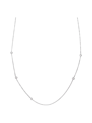 Diamond Cut Rolo Chain With Freshwater Pearl Stations In Sterling Silver - White/gray