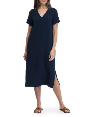 Short Sleeve Midi Lined Dress