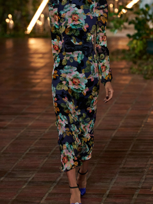 Bow-embellished Floral-print Silk-blend Midi Dress