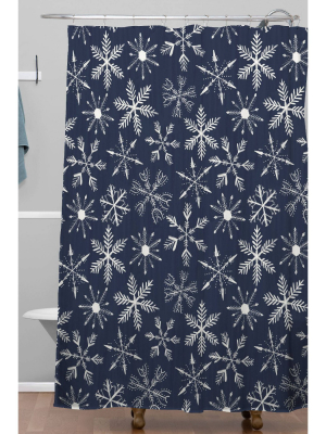 Dash And Ash Wonderland At Night Christmas Shower Curtain Blue - Deny Designs