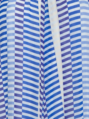 Bastia High Neck Slip Maxi Dress - Blue Broken Stripe Print